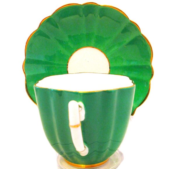 Antique (a Shelly look) Victoria C&E 1912 emerald green Bone China England - Picture 2 of 6